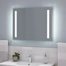 Curie 32" W x 24" H Modern Rectangular Aluminum Frameless Bathroom Wall Mirror with LED Lighting