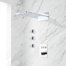Hollyn Thermostatic Shower System with 6-1/2" Rainfall Shower Head and Three Bodysprays- Rough In Included