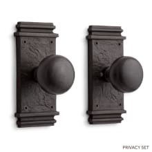 Griggs Solid Bronze Privacy Door Knob Set with 2-3/8" Backset