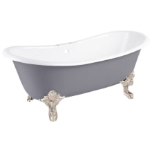 Lena 72" Cast Iron Soaking Clawfoot Tub with Pre-Drilled Overflow Hole and 7" Rim Holes - Less Drain