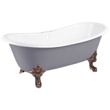 Lena 72" Cast Iron Soaking Clawfoot Tub with Pre-Drilled Overflow Hole and 7" Rim Holes - Less Drain