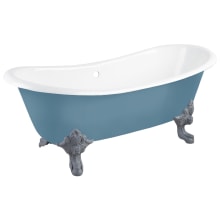 Lena 72" Cast Iron Soaking Clawfoot Tub with Pre-Drilled Overflow Hole - Less Drain