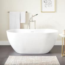 Hibiscus 67" Oval Acrylic Soaking Freestanding Tub with Integrated Drain, Overflow and Tap Deck