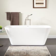 Inoma 66" Solid Surface Soaking Freestanding Tub with Integrated Drain and Overflow