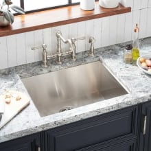 Sitka 25" Drop In / Undermount Single Basin Stainless Steel Kitchen Sink with 4 Faucet Holes