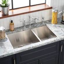 Sitka 33" Drop In or Undermount 60/40 Double Basin Stainless Steel 4-Hole Kitchen Sink