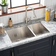 Sitka 33" Drop In / Undermount 60/40 Double Basin Stainless Steel Kitchen Sink with Single Faucet Hole