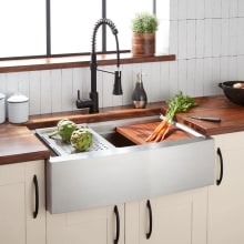 Workspace 32" Farmhouse Single Basin Stainless Steel Kitchen Sink with Accessories