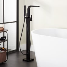Hibiscus Floor Mounted Tub Filler Faucet - Includes Hand Shower and Valve