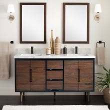 Bivins 60" Freestanding Teak Double Basin Vanity Cabinet - Cabinet Only - Less Vanity Top