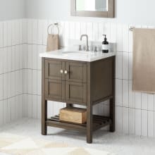 Olsen 24" Free Standing Single Basin Vanity Set with Wood Cabinet, Marble Vanity Top, and Oval Undermount Sink - 8" Faucet Holes