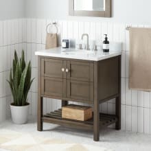 Olsen 30" Free Standing Single Basin Vanity Set with Wood Cabinet, Marble Vanity Top, and Oval Undermount Sink - 8" Faucet Holes