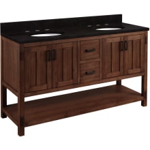 Morris 60" Free Standing Double Vanity Set with Wood Cabinet, Vanity Top, and Oval Undermount Sink - 8" Faucet Holes