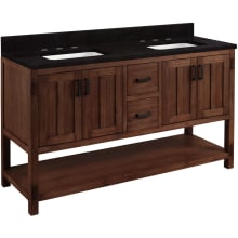 Morris 60" Free Standing Double Vanity Set with Wood Cabinet, Vanity Top, and Rectangular Undermount Sink - 8" Faucet Holes