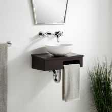 Nadiya 18" Wall-Mount Single Basin Vanity Set with Bamboo Cabinet and Vanity Top - No Faucet Holes