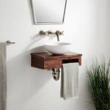 Nadiya 18" Wall-Mount Single Basin Vanity Set with Acacia Cabinet and Vanity Top - No Faucet Holes