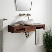 Nadiya 30" Wall-Mount Single Basin Vanity Set with Acacia Cabinet and Vanity Top - No Faucet Holes