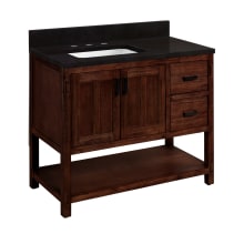 Morris 42" Freestanding Offset Single Basin Vanity Set with Cabinet, Vanity Top, and Offset Rectangular Undermount Sink - 8" Faucet Holes