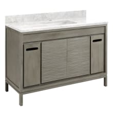 Becker 48" Free Standing Single Vanity Cabinet Set with Teak Cabinet, Vanity Top and Rectangular Undermount Sink - Single Faucet Hole