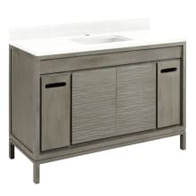 Becker 48" Free Standing Single Vanity Cabinet Set with Teak Cabinet, Vanity Top and Rectangular Undermount Sink - Single Faucet Hole