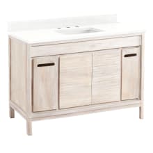 Becker 48" Free Standing Single Vanity Set with Teak Cabinet, Vanity Top, and Rectangular Undermount Vitreous China Sink - 8" Faucet Holes