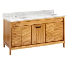 Becker 60" Free Standing, Undermount Double Basin Vanity Set with Cabinet, Granite, Marble, and Quartz Vanity Top - 8" Faucet Holes