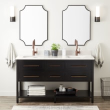 Robertson 60" Free Standing Double Vanity Cabinet Set with Mahogany Cabinet, Vanity Top and Rectangular Undermount Sinks - Single Faucet Hole