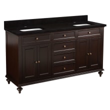 Keller 60" Free Standing Double Vanity Cabinet Set with Mahogany Cabinet, Vanity Top and Rectangular Undermount Sinks - Single Faucet Hole