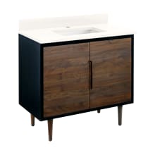 Bivins 36" Free Standing Single Vanity Cabinet Set with Teak Cabinet, Vanity Top and Rectangular Undermount Sink - Single Faucet Hole