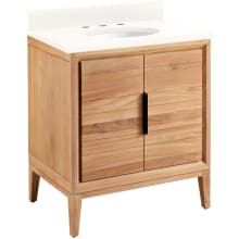 Aliso 30" Free Standing Single Vanity Set with Teak Cabinet, Vanity Top, and Oval Undermount Sink - 8" Faucet Holes