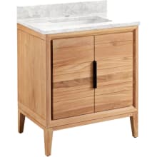 Aliso 30" Freestanding Teak Single Basin Vanity Set with Cabinet, Vanity Top, and Rectangular Undermount Sink - Single Faucet Hole