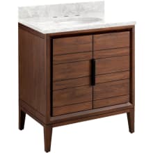 Aliso 30" Freestanding Teak Single Basin Vanity Set with Cabinet, Vanity Top, and Oval Undermount Sink - 8" Widespread Faucet Holes