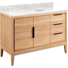 Aliso 48" Freestanding Teak Single Basin Vanity Set with Cabinet, Vanity Top, and Oval Undermount Sink - 8" Widespread Faucet Holes