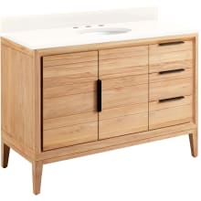 Aliso 48" Free Standing Single Vanity Set with Teak Cabinet, Vanity Top, and Oval Undermount Sink - 8" Faucet Holes