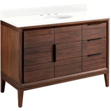 Aliso 48" Free Standing Single Vanity Set with Teak Cabinet, Vanity Top, and Oval Undermount Sink - 8" Faucet Holes