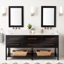 Robertson 72" Freestanding Mahogany Double Basin Vanity Set with Cabinet, Vanity Top, and Rectangular Undermount Sinks - No Faucet Holes