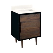 Bivins 24" Free Standing Single Vanity Cabinet Set with Teak Cabinet, Vanity Top and Rectangular Undermount Sink - Single Faucet Hole