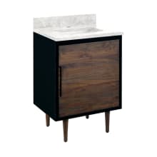 Bivins 24" Freestanding Teak Single Basin Vanity Set with Cabinet, Vanity Top, and Rectangular Undermount Sink - Single Faucet Hole