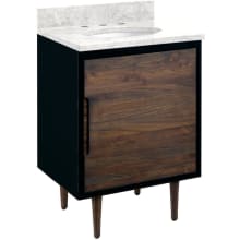 Bivins 24" Freestanding Teak Single Basin Vanity Set with Cabinet, Vanity Top, and Oval Undermount Sink - 8" Faucet Holes