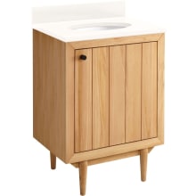 Osa 24" Free Standing Single Vanity Set with Teak Cabinet, Vanity Top, and Oval Undermount Vitreous China Sink - No Faucet Holes