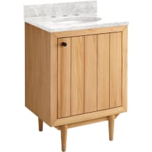 Osa 24" Free Standing Single Vanity Set with Teak Cabinet, Vanity Top, and Oval Undermount Vitreous China Sink - 3 Faucet Holes