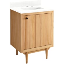 Osa 24" Free Standing Single Vanity Set with Teak Cabinet, Vanity Top, and Rectangular Undermount Vitreous China Sink - 3 Faucet Holes