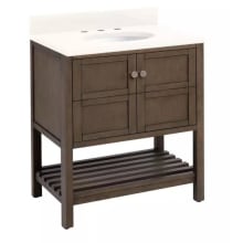 Olsen 30" Free Standing Single Basin Vanity Set with Wood Cabinet, Marble Vanity Top, and Oval Undermount Sink - 8" Faucet Holes