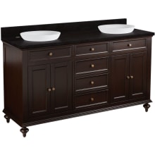 Keller 60" Free Standing Double Vanity Set with Mahogany Cabinet, Vanity Top, and Oval Semi-Recessed Vitreous China Sink - Single Faucet Hole