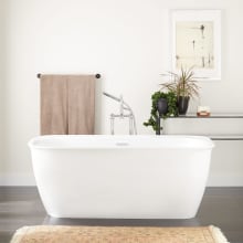 Rassi 63" Acrylic Soaking Freestanding Tub with Integrated Drain and Overflow and Foam Insulation
