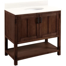 Morris 36" Freestanding Single Basin Vanity Set with Cabinet, Vanity Top, and Oval Undermount Sink - No Faucet Holes
