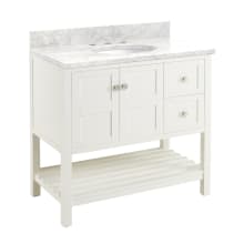 Olsen 36" Free Standing Single Vanity Cabinet Set with Wood Cabinet, Stone Vanity Top and Oval Undermount Sink - 8" Faucet Holes