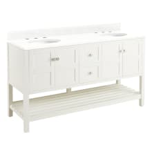 Olsen 60" Free Standing Double Vanity Cabinet Set with Wood Cabinet, Stone Vanity Top and Oval Undermount Sinks - 8" Faucet Holes