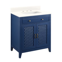 Thorton 30" Free Standing Single Vanity Set with Mahogany Cabinet, Stone Vanity Top, and Rectangular Undermount Porcelain Sink - 8" Faucet Holes