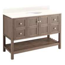 Olsen 48" Single Vanity Set with Wood Cabinet, Stone Vanity Top, and Oval Undermount Porcelain Sink - No Faucet Holes